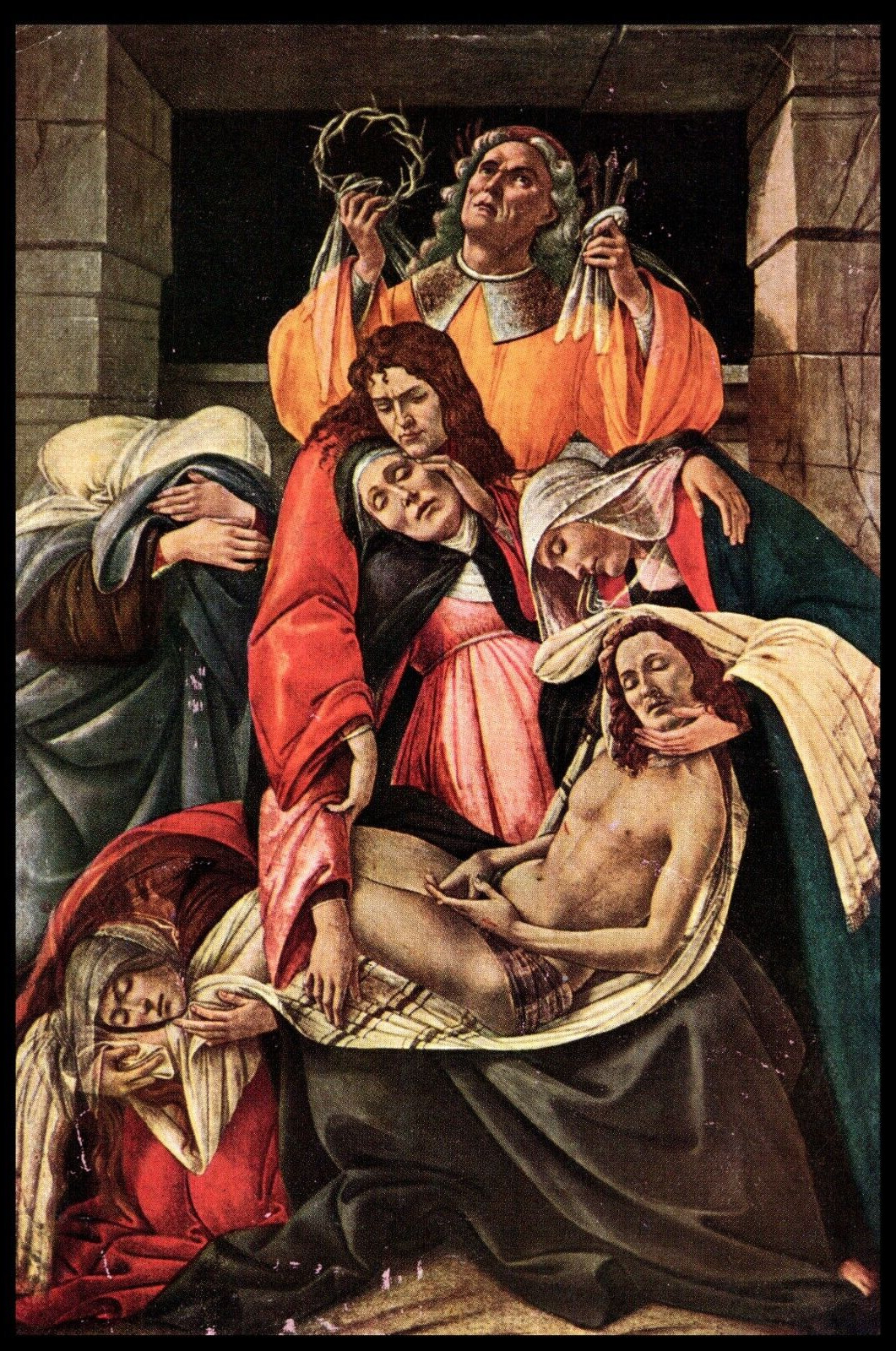 Postcard - Vintage - Botticelli - Pieta - Jesus Christ - 1954 - Italy - Art -