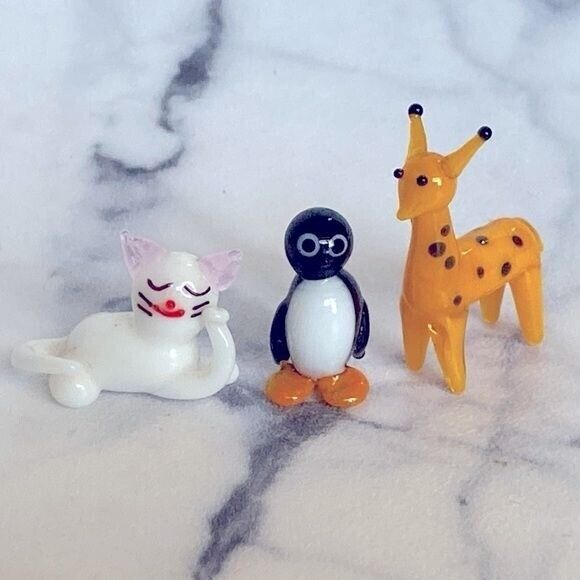 GANZ Miniature Glass Animals Trinkets Collectible Cat Penguin Giraffe