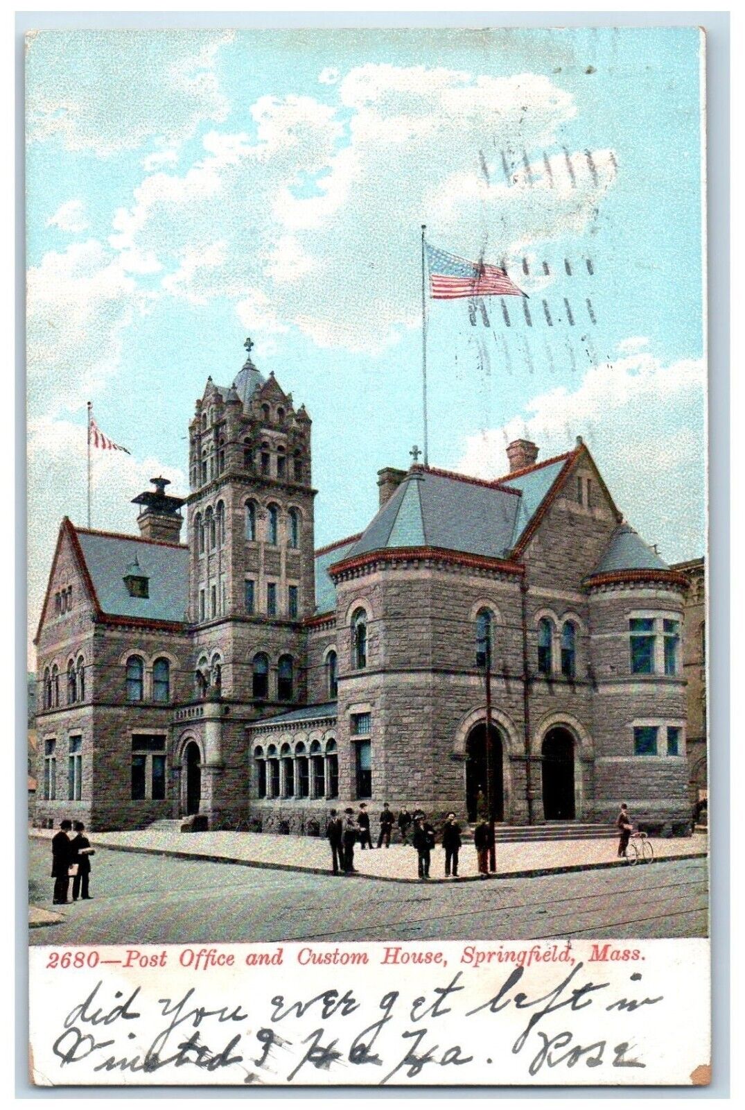1907 Post Office And Custom House Springfield Massachusetts MA Antique Postcard