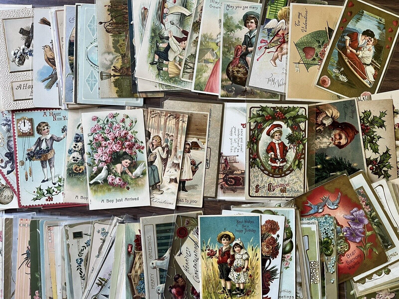 Lot of 130 Antique Early 1900s Postcards - Christmas-Easter-Birthday + More