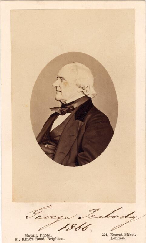 GEORGE PEABODY - PHOTOGRAPH MOUNT SIGNED 1866