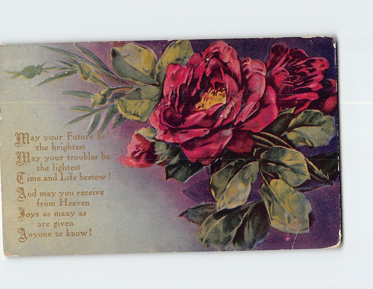 Postcard May Your Future Be The Brightest Flower Art Print Embossed Card