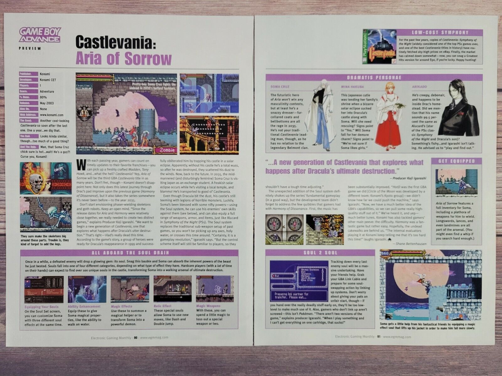 Castlevania Aria Of Sorrow Sneak Peek Nintendo GameBoy GBA Promo Ad Print Poster