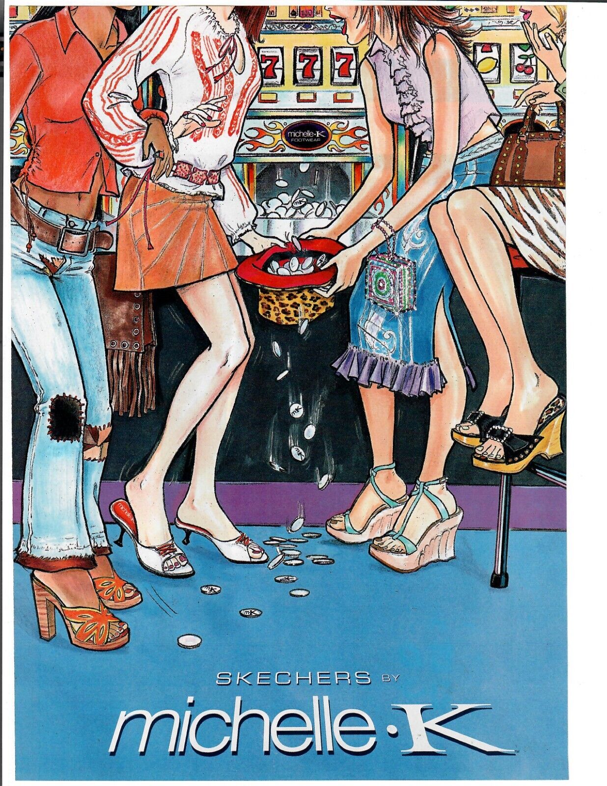 2002 Skechers Print Ad Michelle K Illustrated Casino Winning Young People Shoes