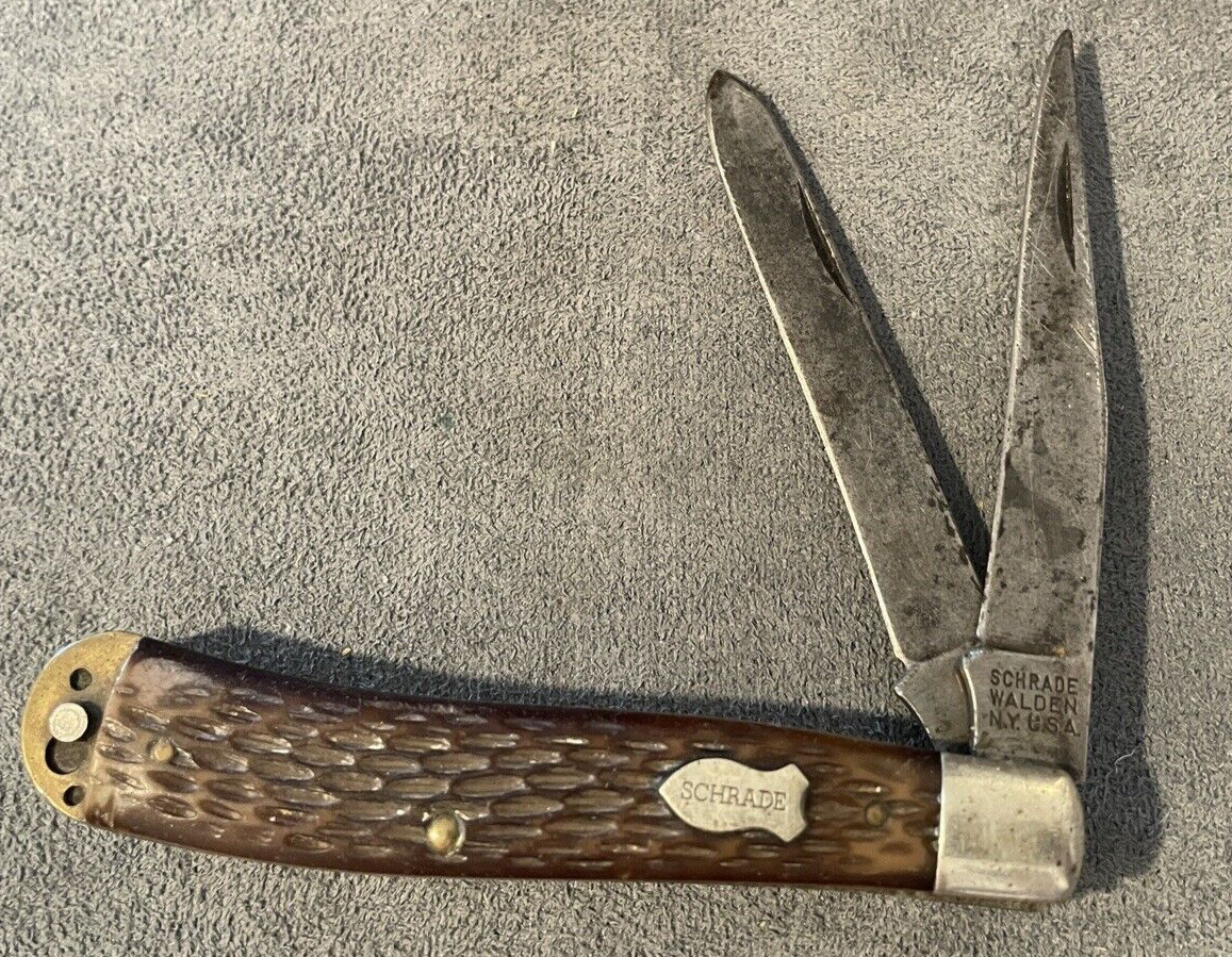 Vintage Schrade Walden NY USA  2 blade Trapper---1784.23