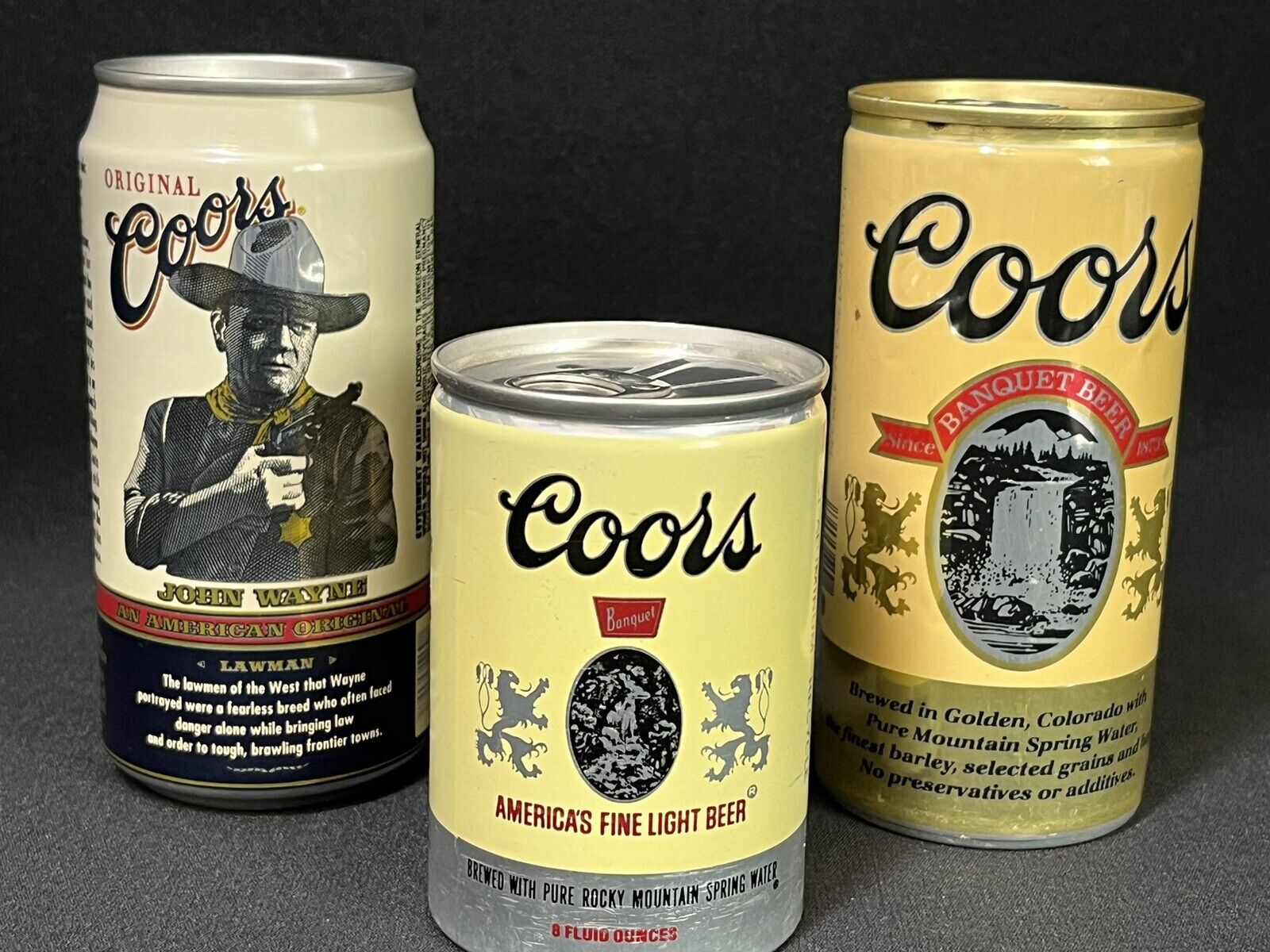 Vintage ** EMPTY ** Coors Beer Cans John Wayne Ltd. Ed. Reg. Coors 8 oz Pull tab