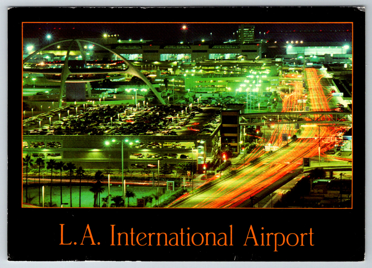 c1980s  LA International Airport Night View Vintage Postcard
