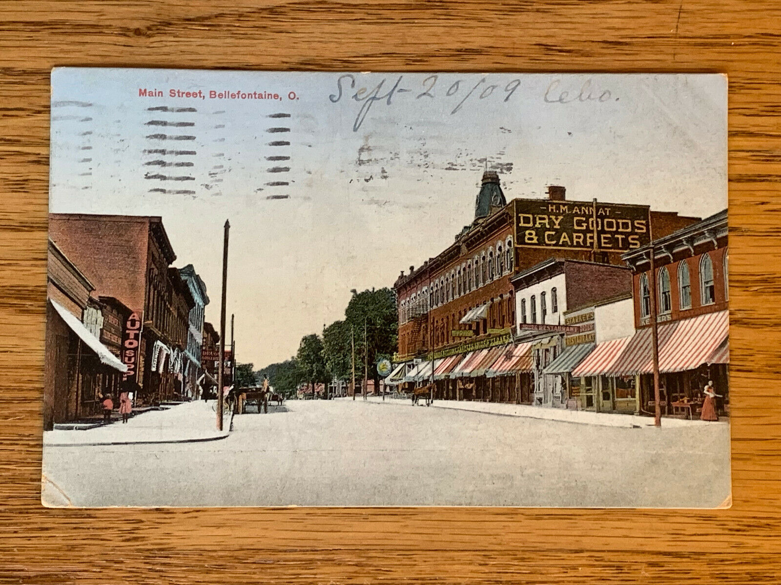 Ohio, OH, Bellefontaine, Main Street, Auto Supply, Dry Goods & Carpets, PM 1909