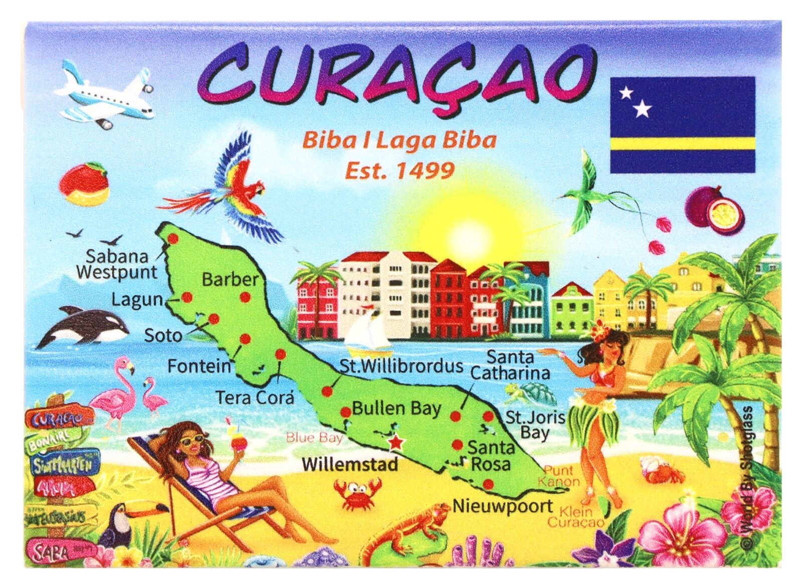 Curacao Map Fridge Collector\'s Souvenir Magnet 2.5 inches X 3.5 inches