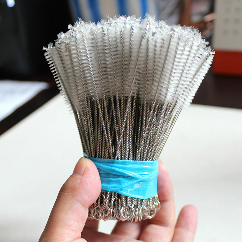 100Pcs Nylon Straw Cleaners Stainless Steel Drinking Pipe Cleaning Brushes Set