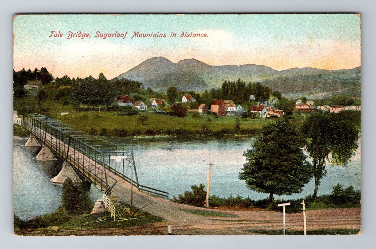 Oakland ME-Maine, Tole Bridge, Sugarloaf Mountains, c1909 Vintage Postcard