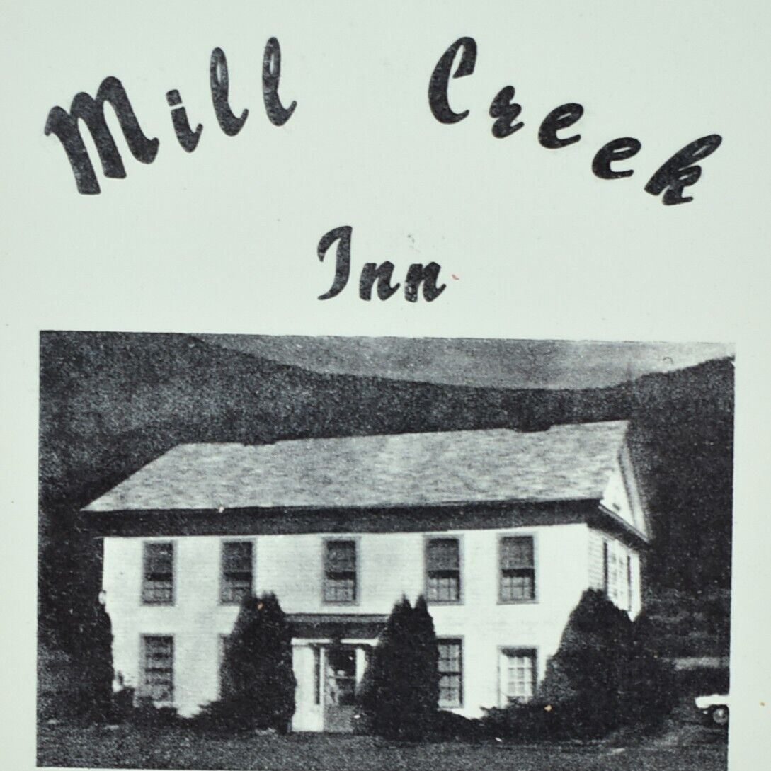 1962 The Mill Creek Inn Restaurant Menu Captain Lyman Adams Tioga Mansfield PA