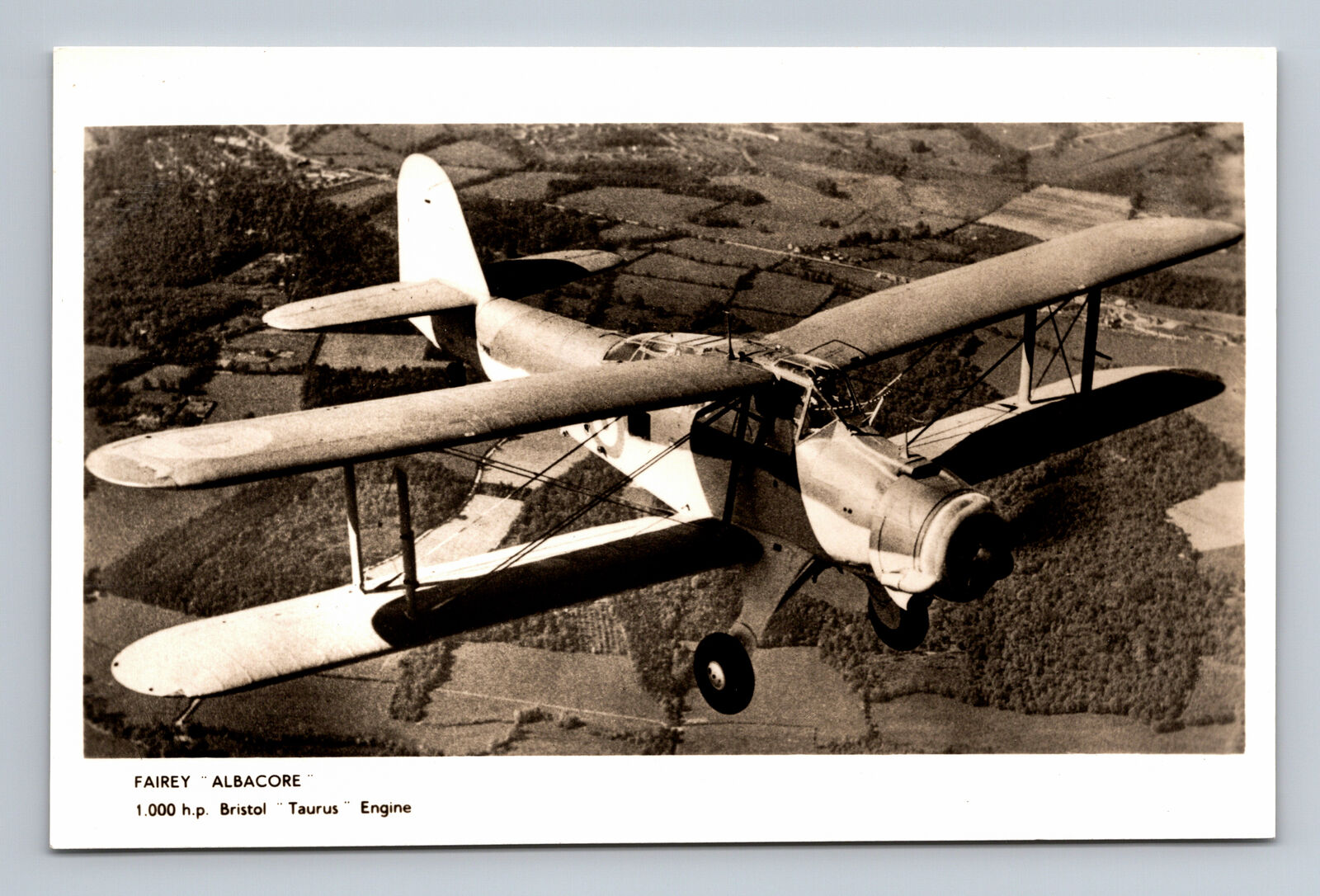 RPPC RAF Fairey Albacore Biplane Torpedo Spotter FLIGHT INTERNATIONAL Postcard