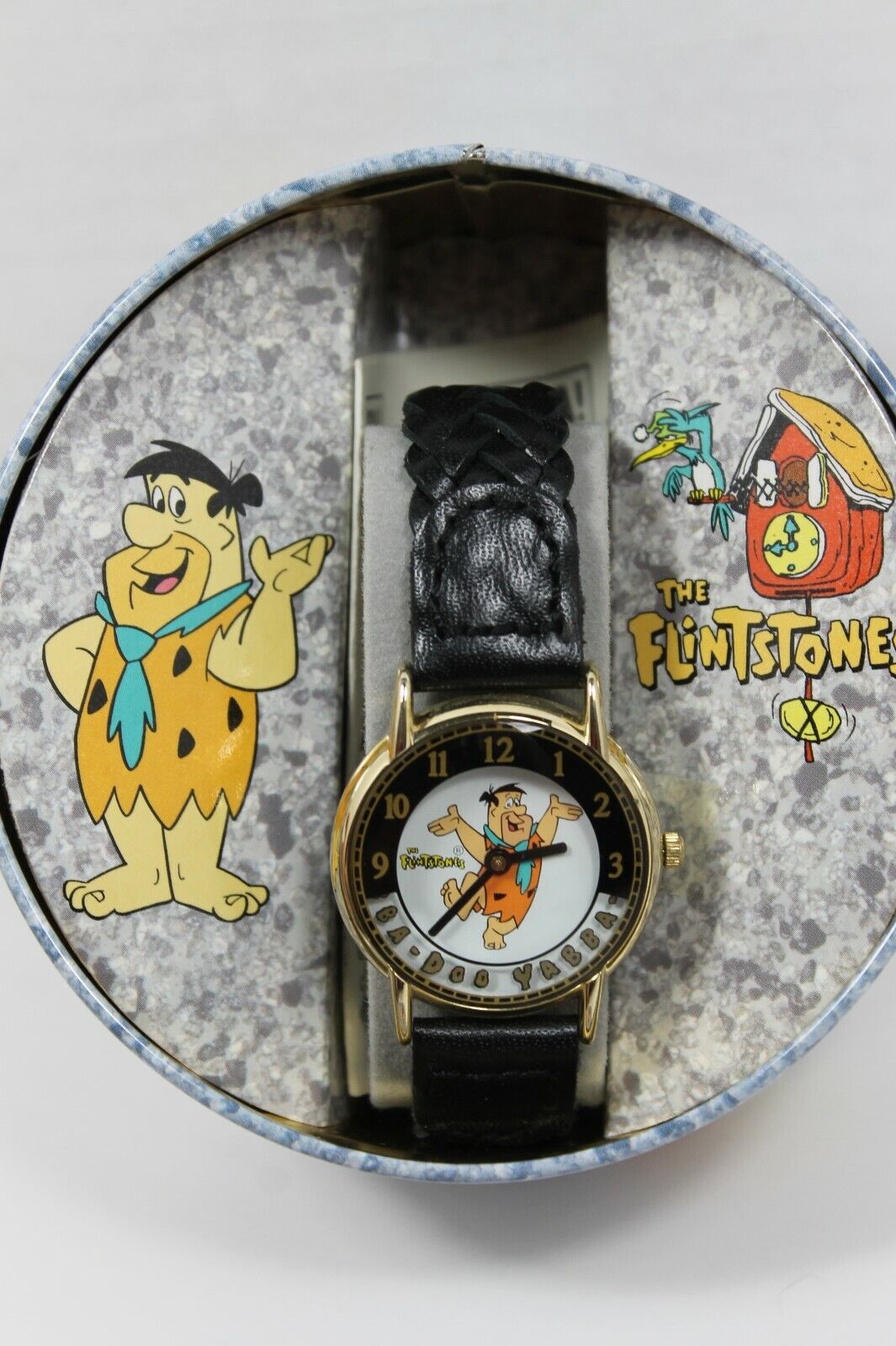 1994 Hanna-Barbera The Flinstones Watch with Authentic Black Leather Band & Tin