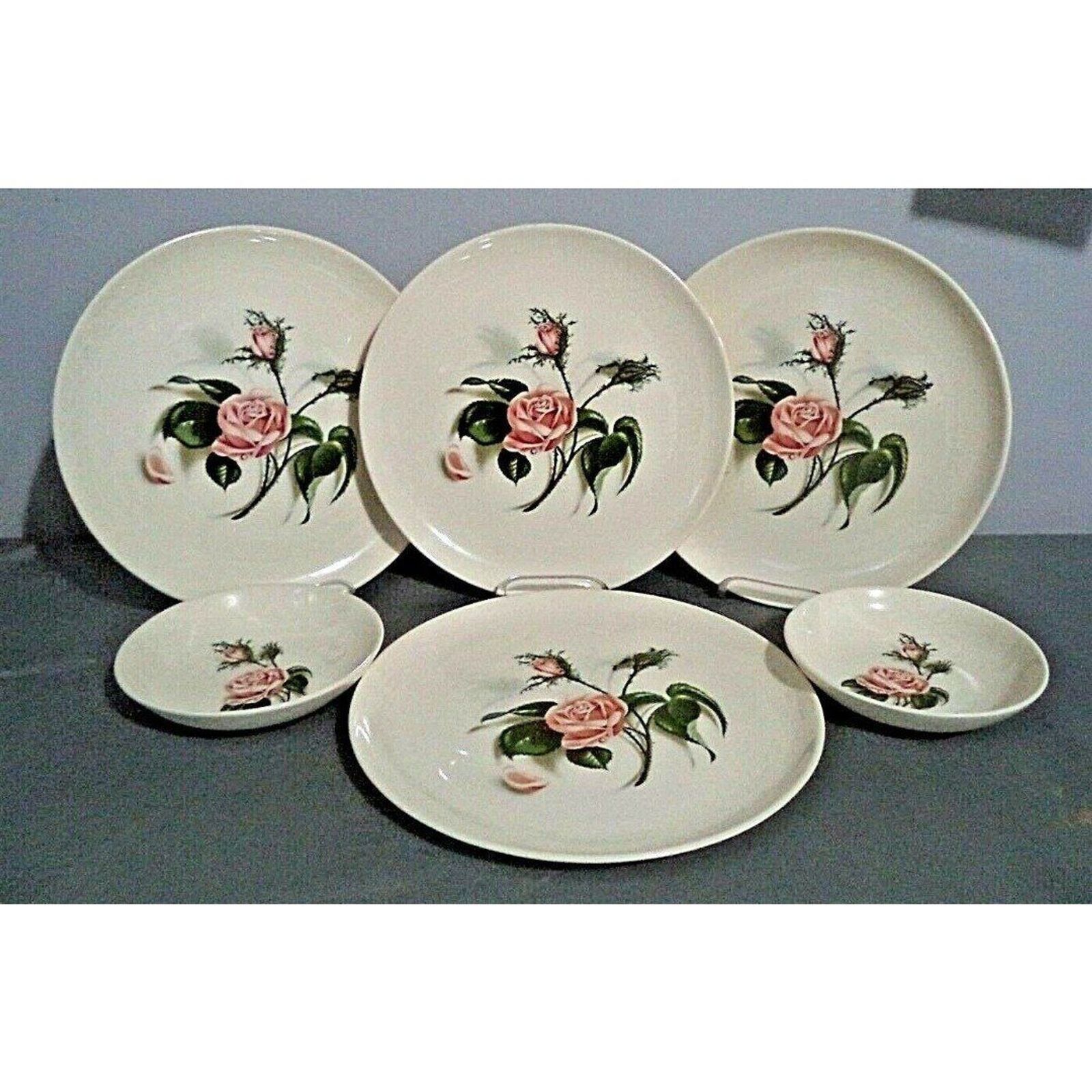 Moss Rose Vintage 4 Plates & 2 Dessert Bowls