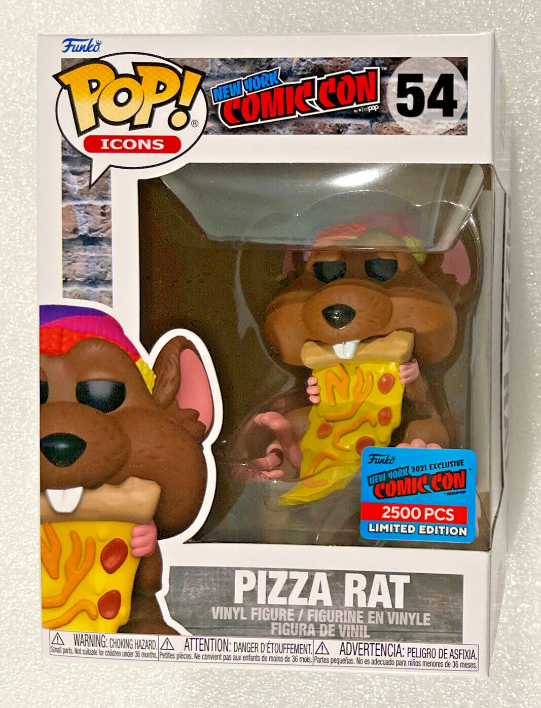 Funko POP Pizza Rat #54 NYCC 2021 Official Con Sticker LE 2500 In Protector