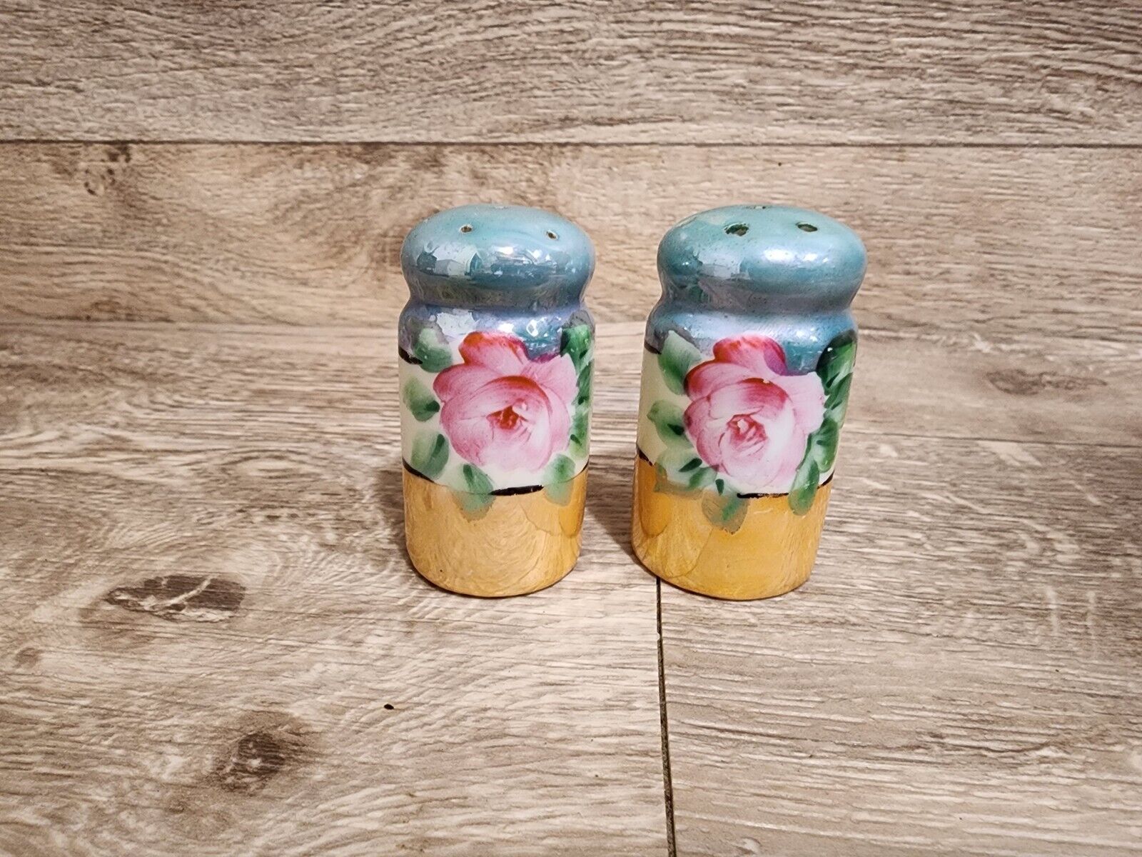 Vintage LusterWare Salt & Pepper Shakers Floral Hand Painted Vintage  Japan 