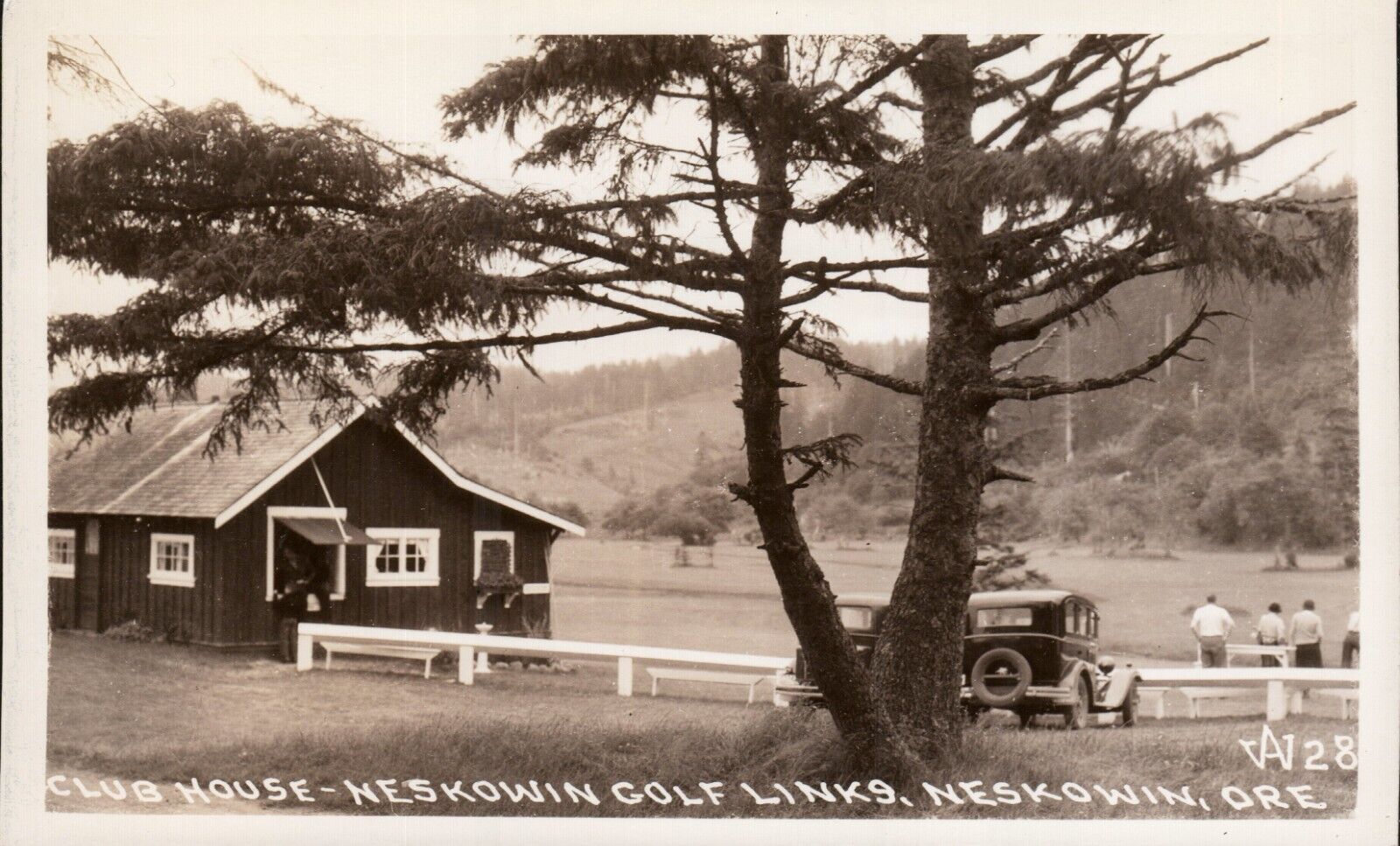 Club House Neskowin Golf Links RPPC Postcard white border 1945-1950