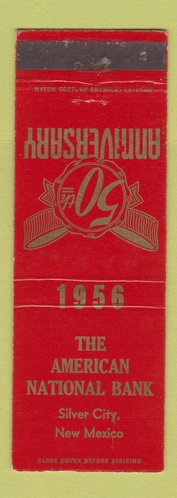 Matchbook Cover - American National Bank Silver City NM 1956
