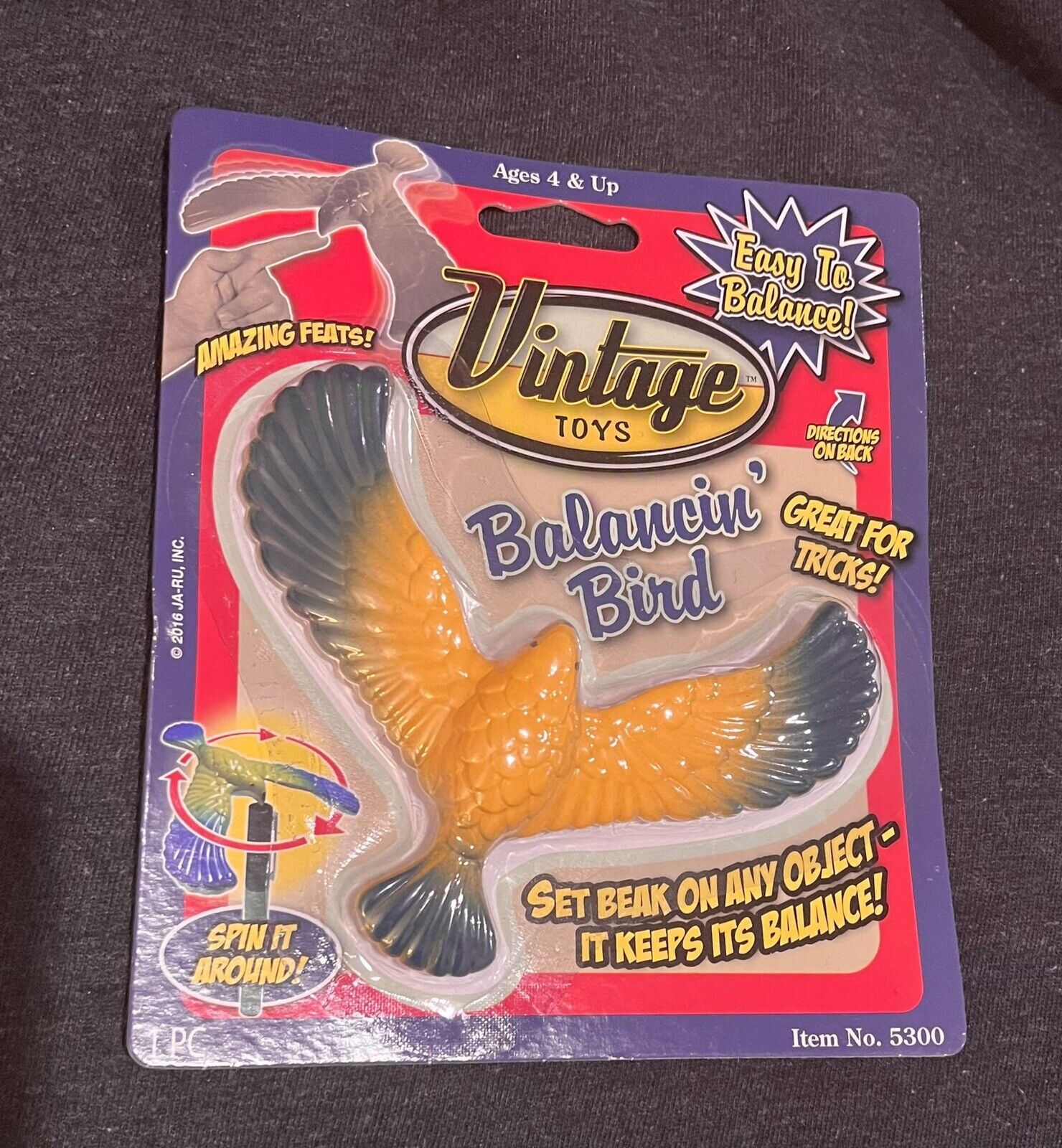 Vintage Toy Balancing Bird -NEW SEALED PACKAGE-yellow&dark green