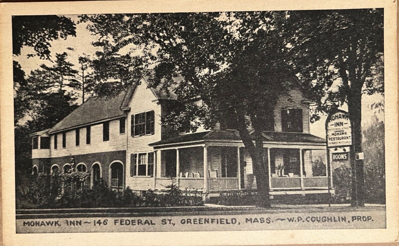Greenfield Massachusetts Mohawk Inn Antique Postcard c1910