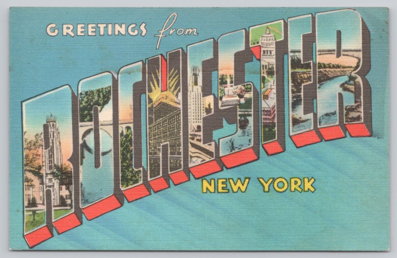 Rochester New York, Large Letter Greetings, Vintage Postcard