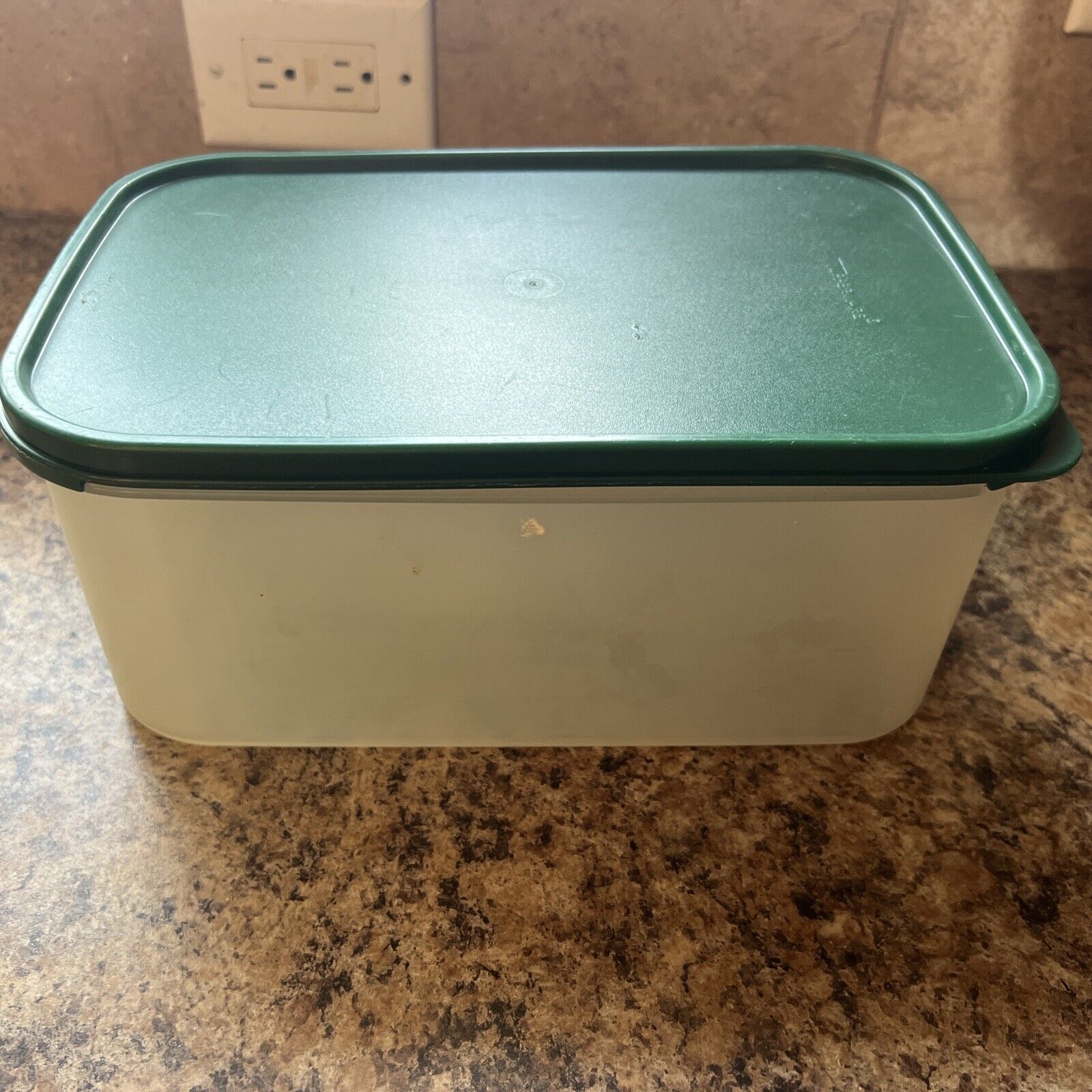 18 Cup Tupperware Rectangle #2 STORAGE CONTAINER 1609-2 Green Lid