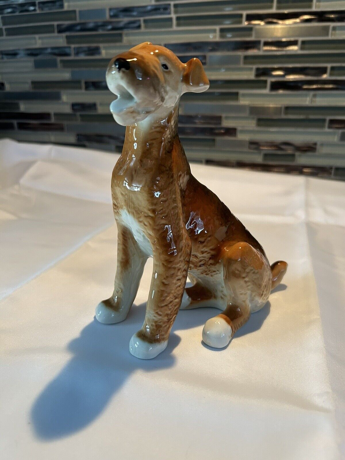 Lomonosov Russian Porcelain Airdale Terrier Dog Figurine 7\