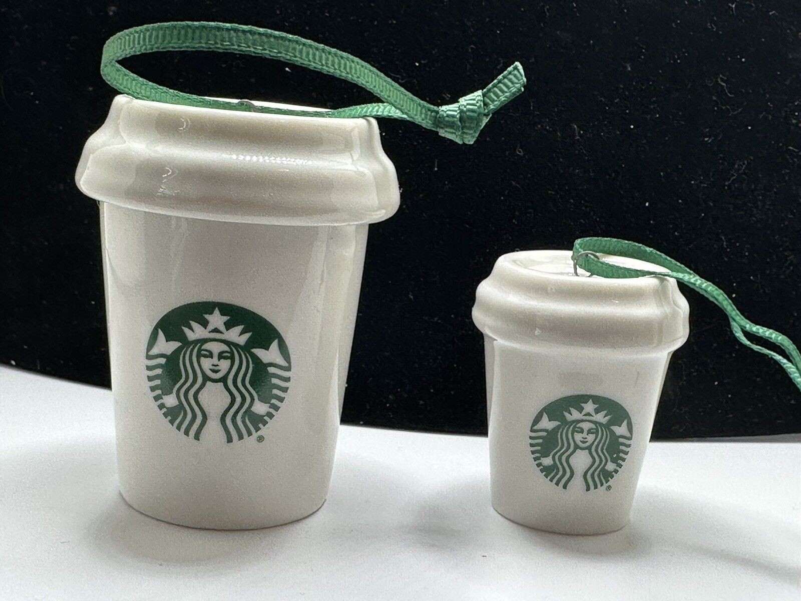 2016 Starbucks Nesting Ornament Cups Set of 2 Christmas Heavy Ceramic Retired
