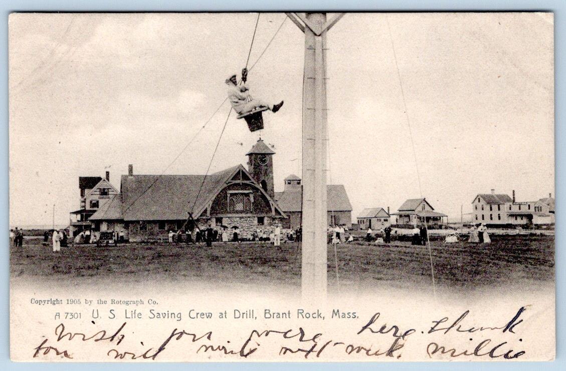 1905 U.S. LIFE SAVING CREW DRILL BRANT ROCK MA LIFEGUARDS ROTOGRAPH POSTCARD