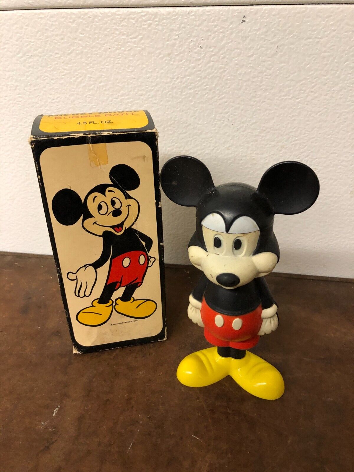 Vintage Avon Disney Mickey Mouse Bubble Bath Plastic Bottle 1970's Empty w/Box