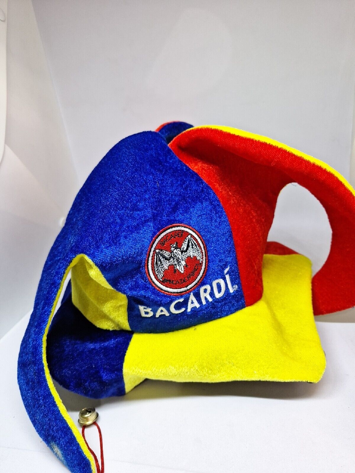 Bacardi Rum Jester Hat with Bell’s Red Yellow BlueWith Bells Bat Logo See Pics