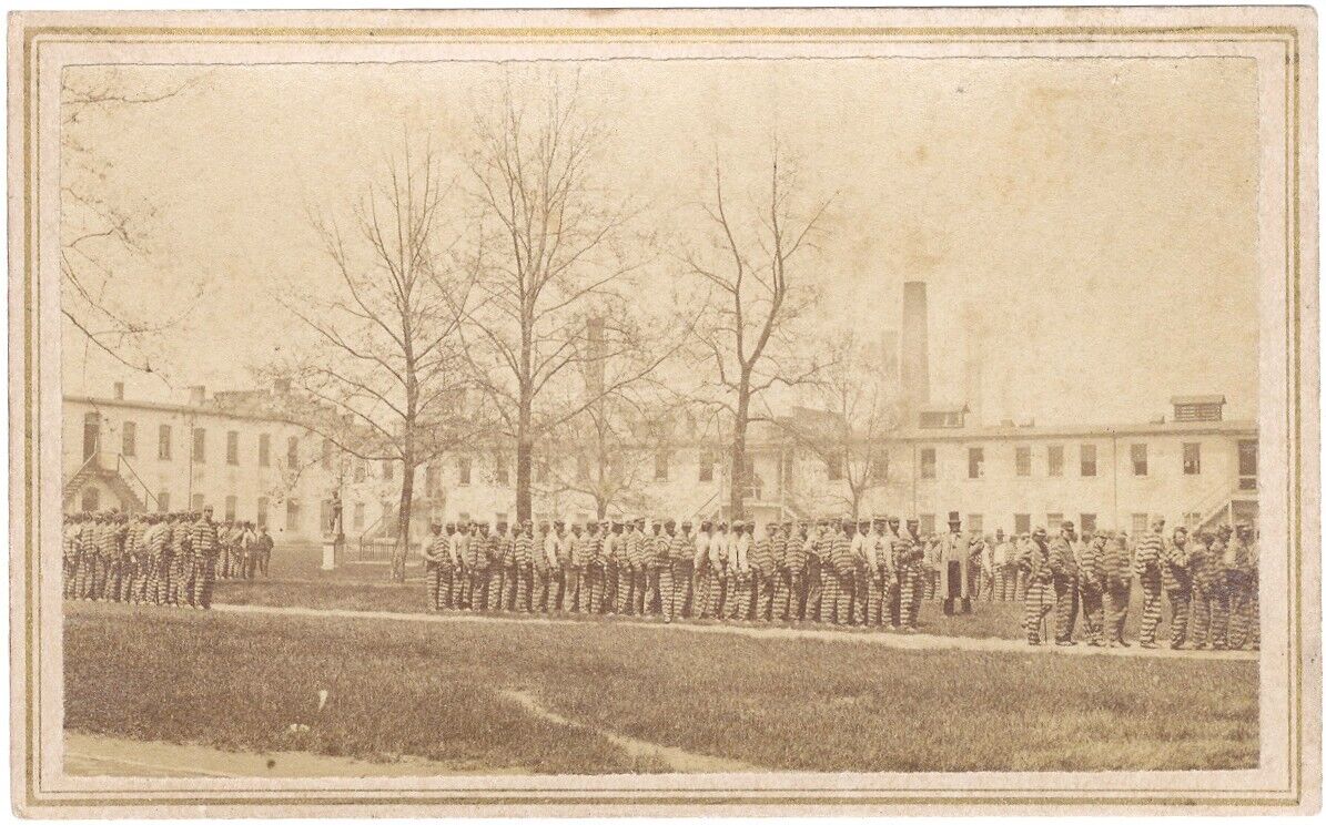 1860s Ohio Penitentiary Prisoners on Way to Dinner CDV Photo ~ Oldroyd, Columbus