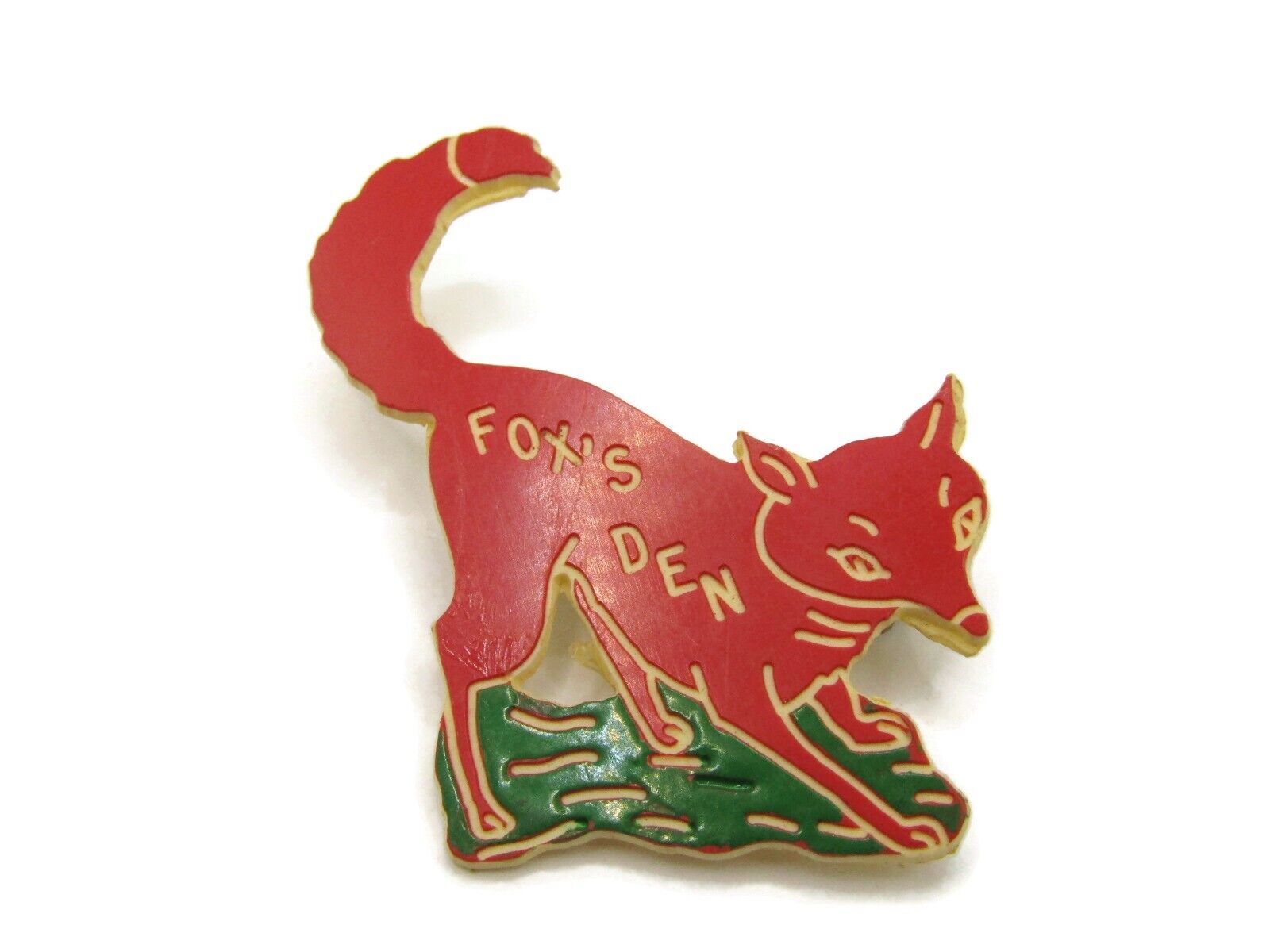 Fox\'s Den Red Fox Pin Vintage Plastic Hard to Find