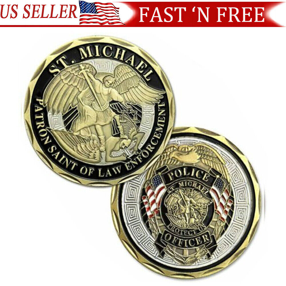 Police Officer Coin St Michael Badge Law Enforcement US Challenge Collectible
