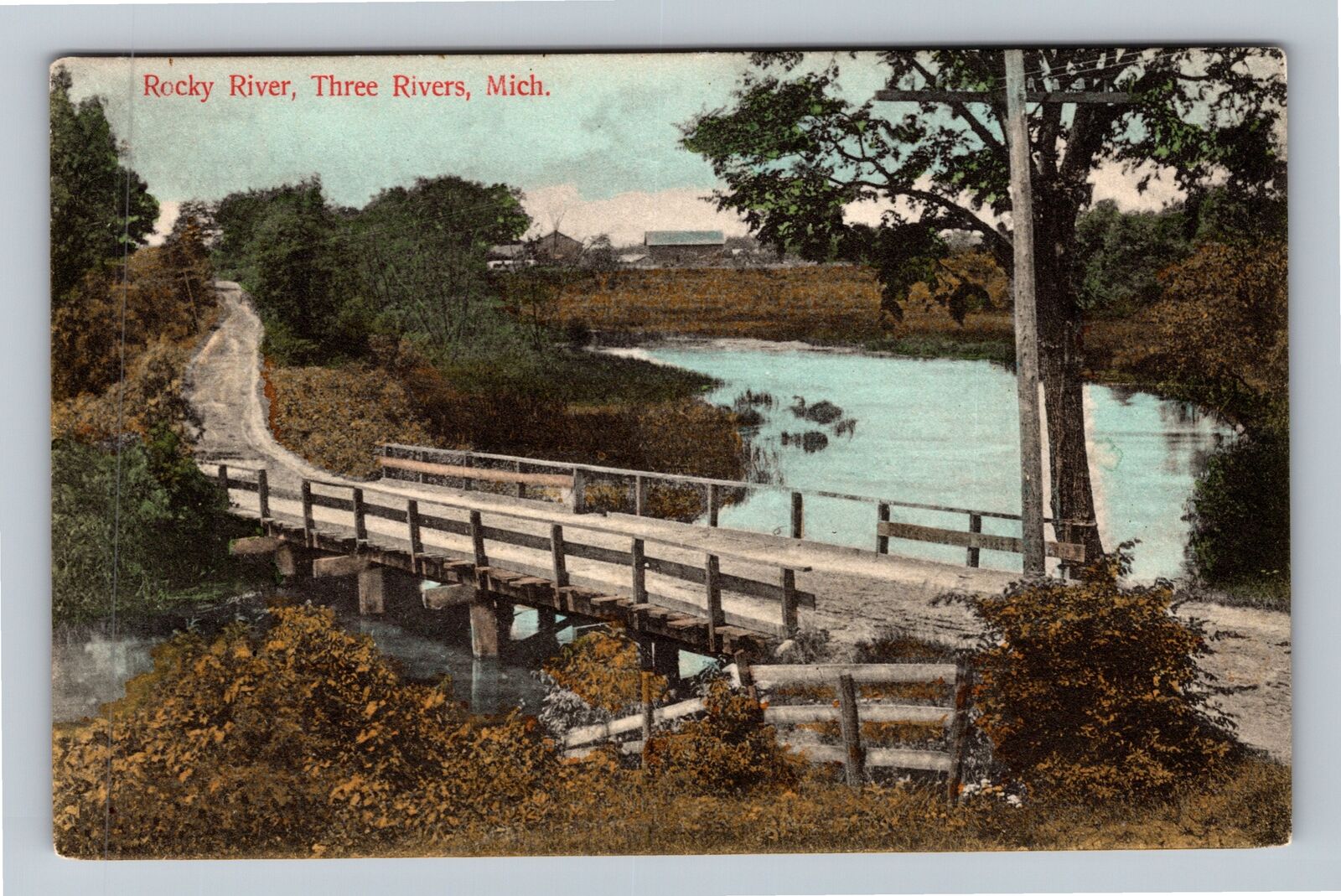 Three Rivers MI-Michigan, Rocky River, c1909 Vintage Souvenir Postcard