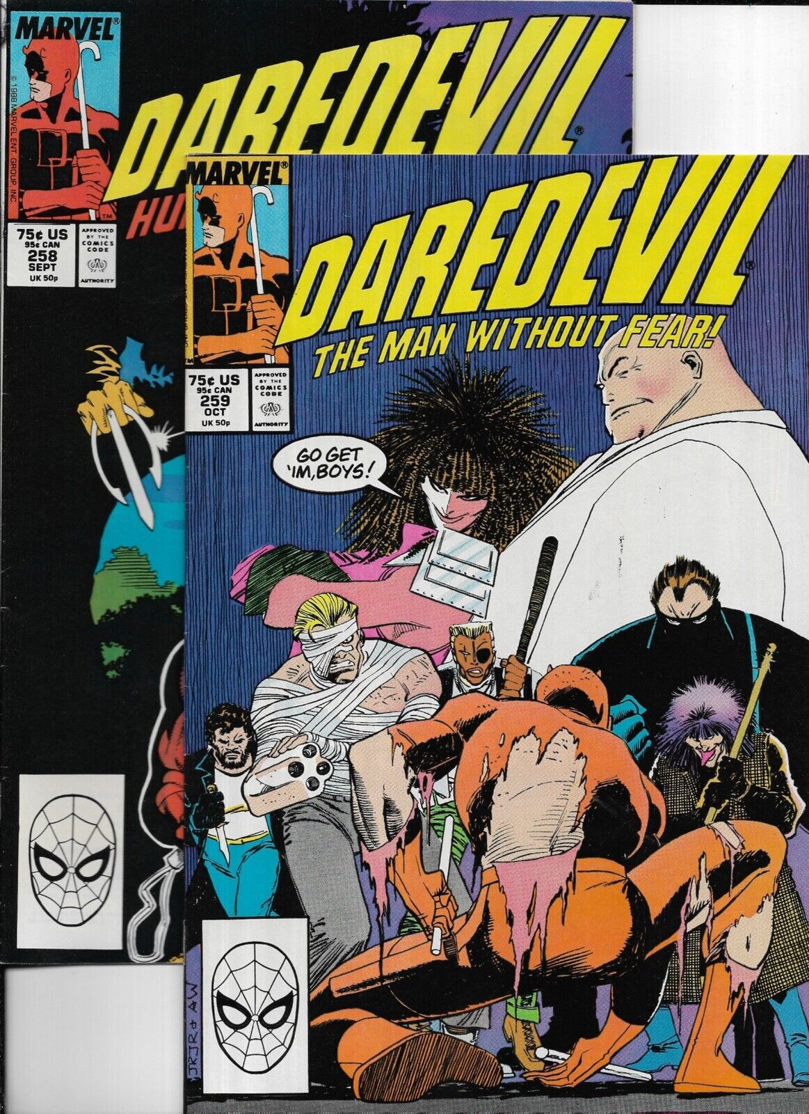 Marvel Comics ~ Daredevil ~ lot of 3  #s 258-260  (1988)