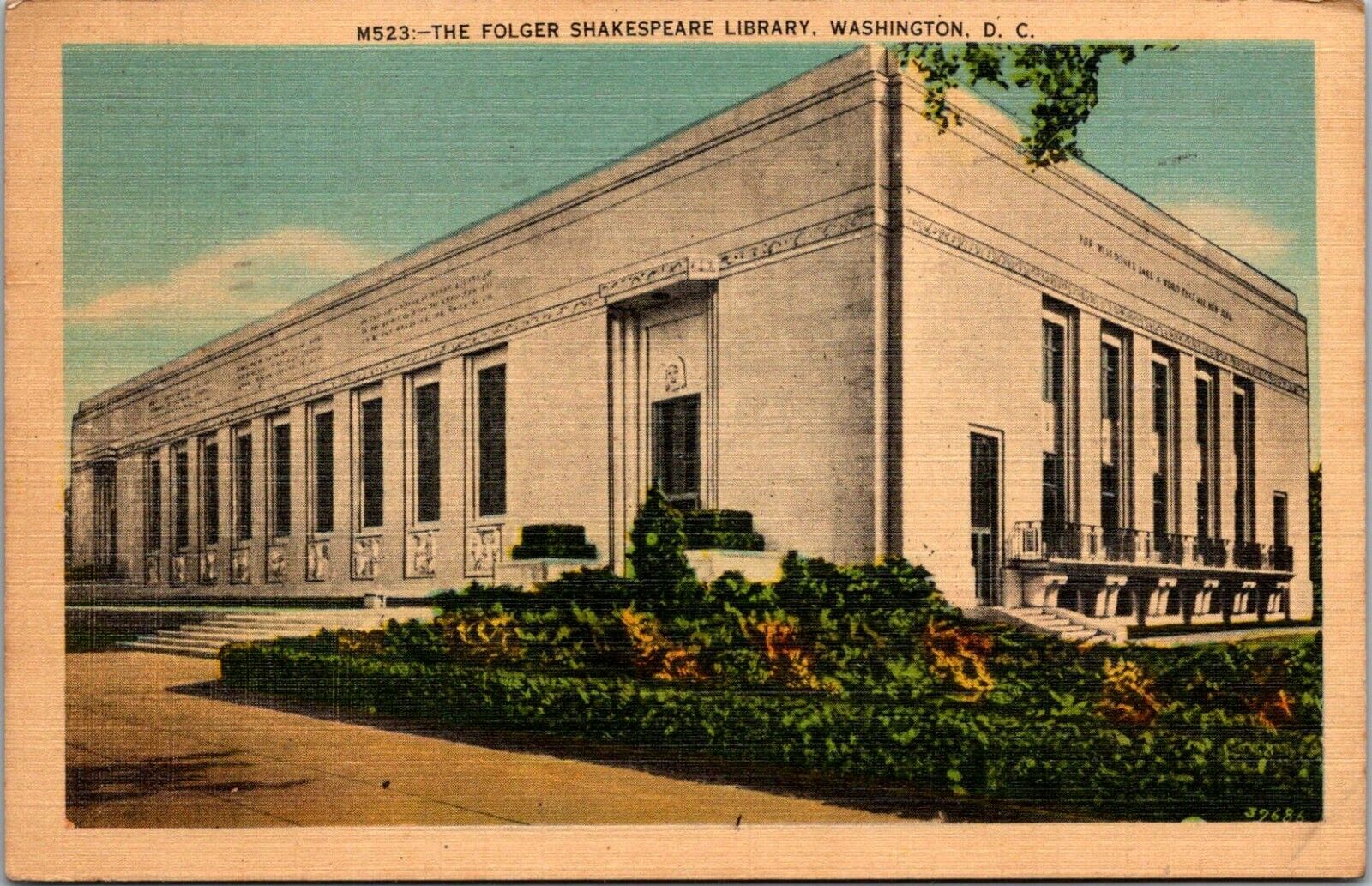 The Folger Shakespeare Library Washington DC Vintage Postcard