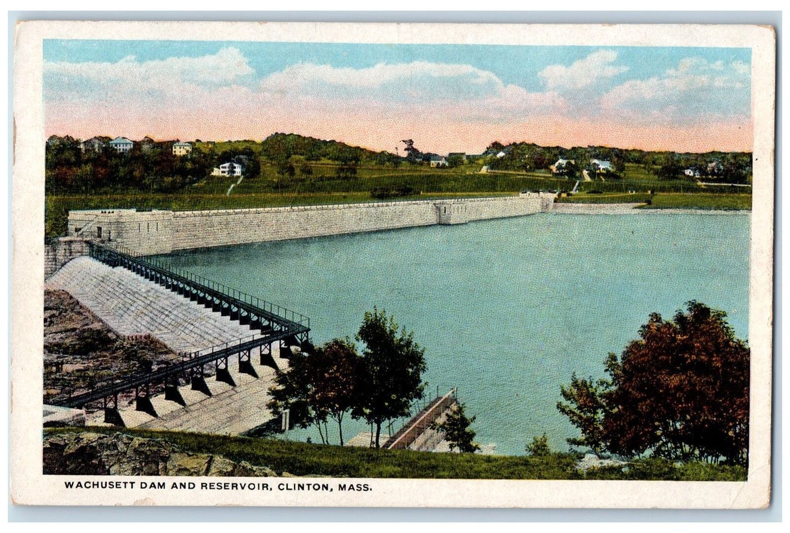 1949 Wachusette Dam & Reservoir Bridge Clinton Massachusetts MA Posted Postcard