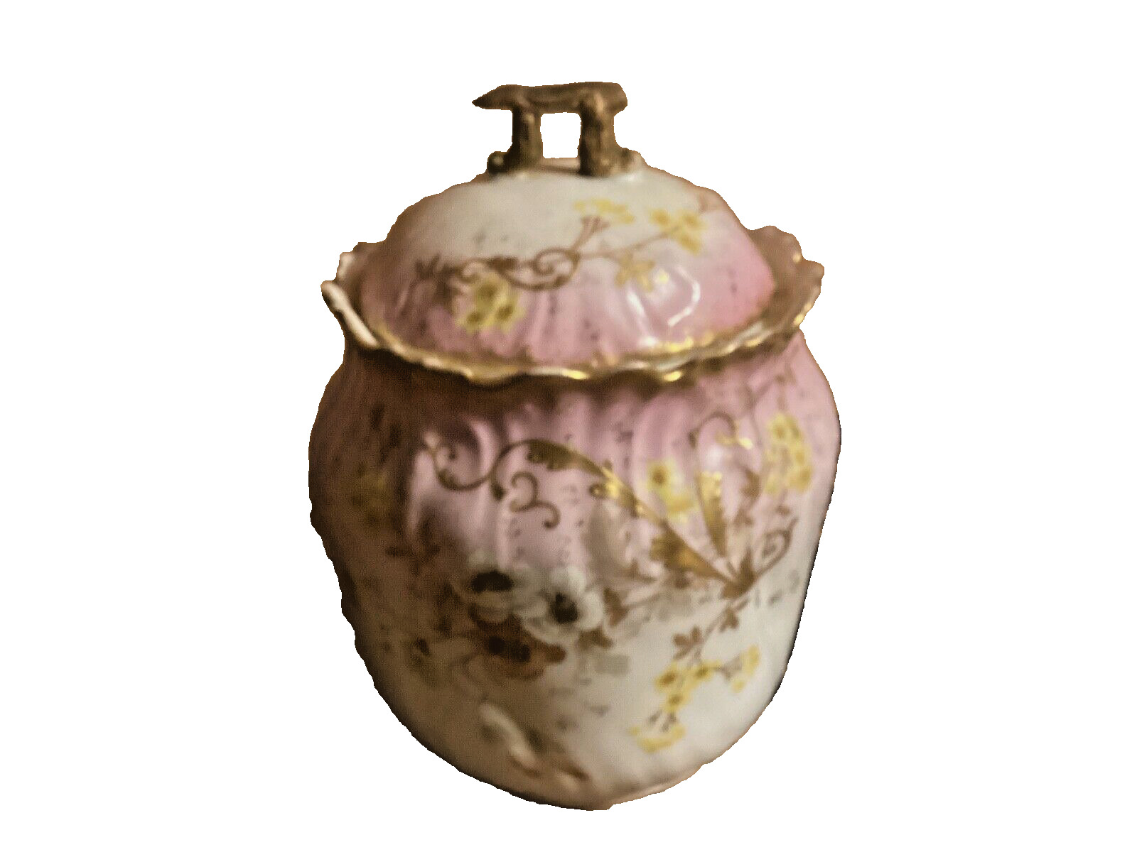 Antique (Lewis & Straus & Sons) L&S Limoges France Laviolette Gilded Biscuit Jar