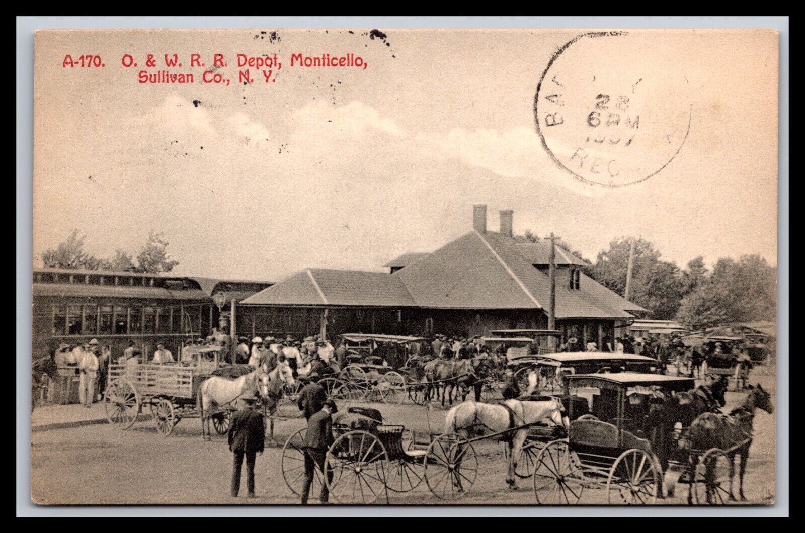 Post Card New York  O & W Railroad Station Depot - Sullivan Co. , NY 1907 
