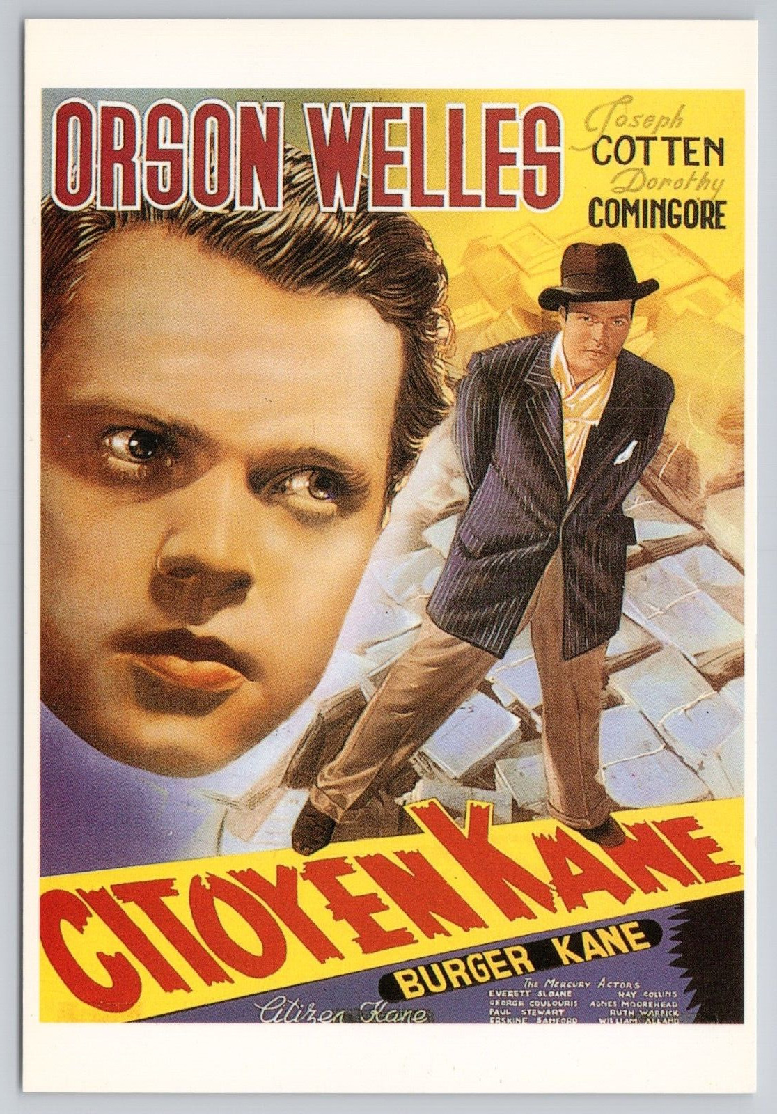 Citizen Kane 1941 Film Orson Welles - French Language Movie Poster Postcard