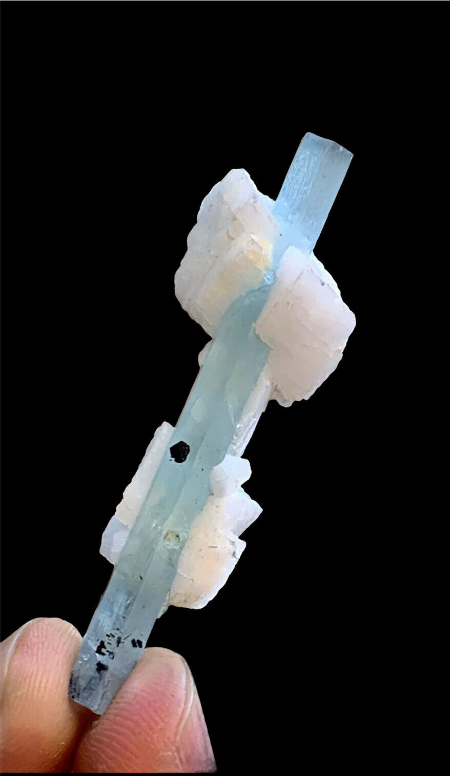 60 CRT Mind Blowing Aquamarine Terminated Crystal With Feldspar From Shiger Pak