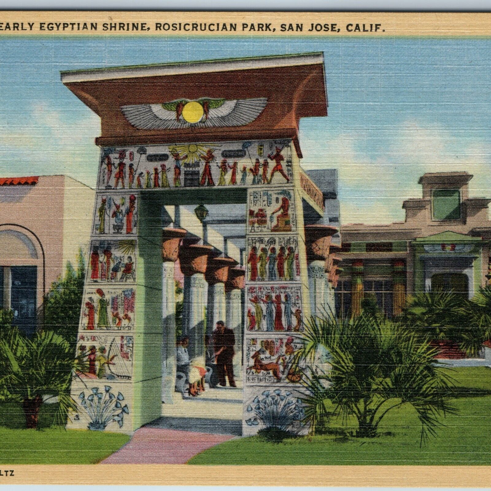 c1940s San Jose, Cali Egyptian Shrine Repica Karnak Temple Rosicrucian Park A201