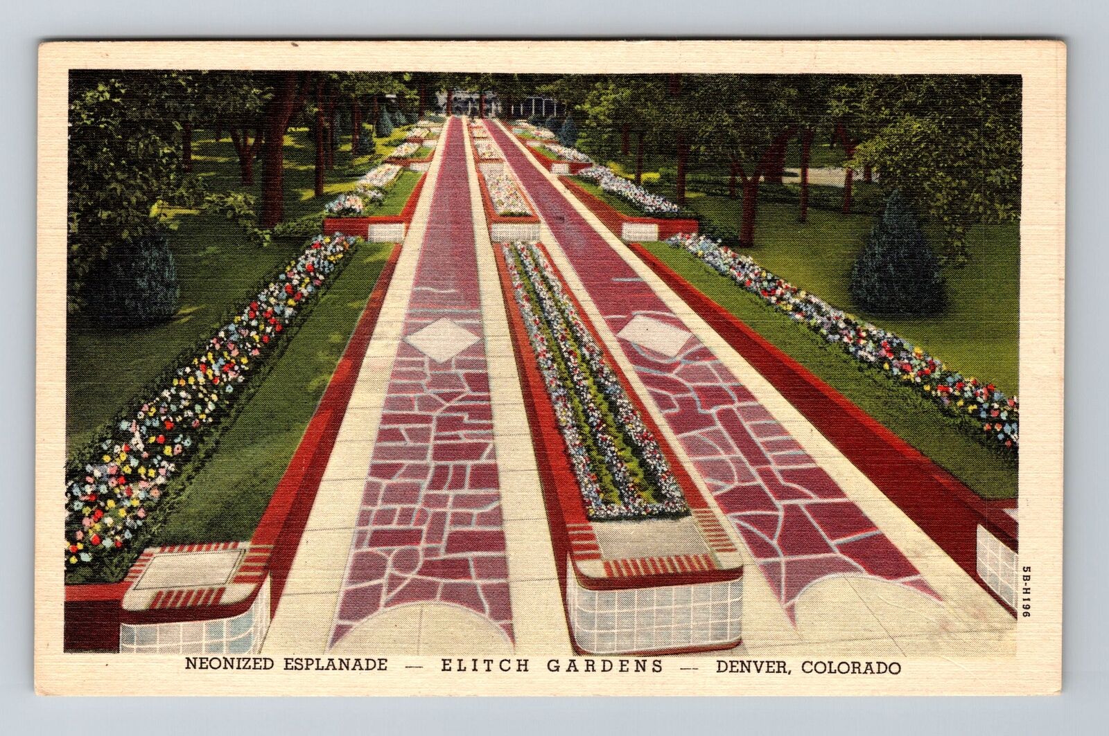 Denver CO-Colorado, Neonized Esplanade, Elitch Gardens, Vintage Postcard
