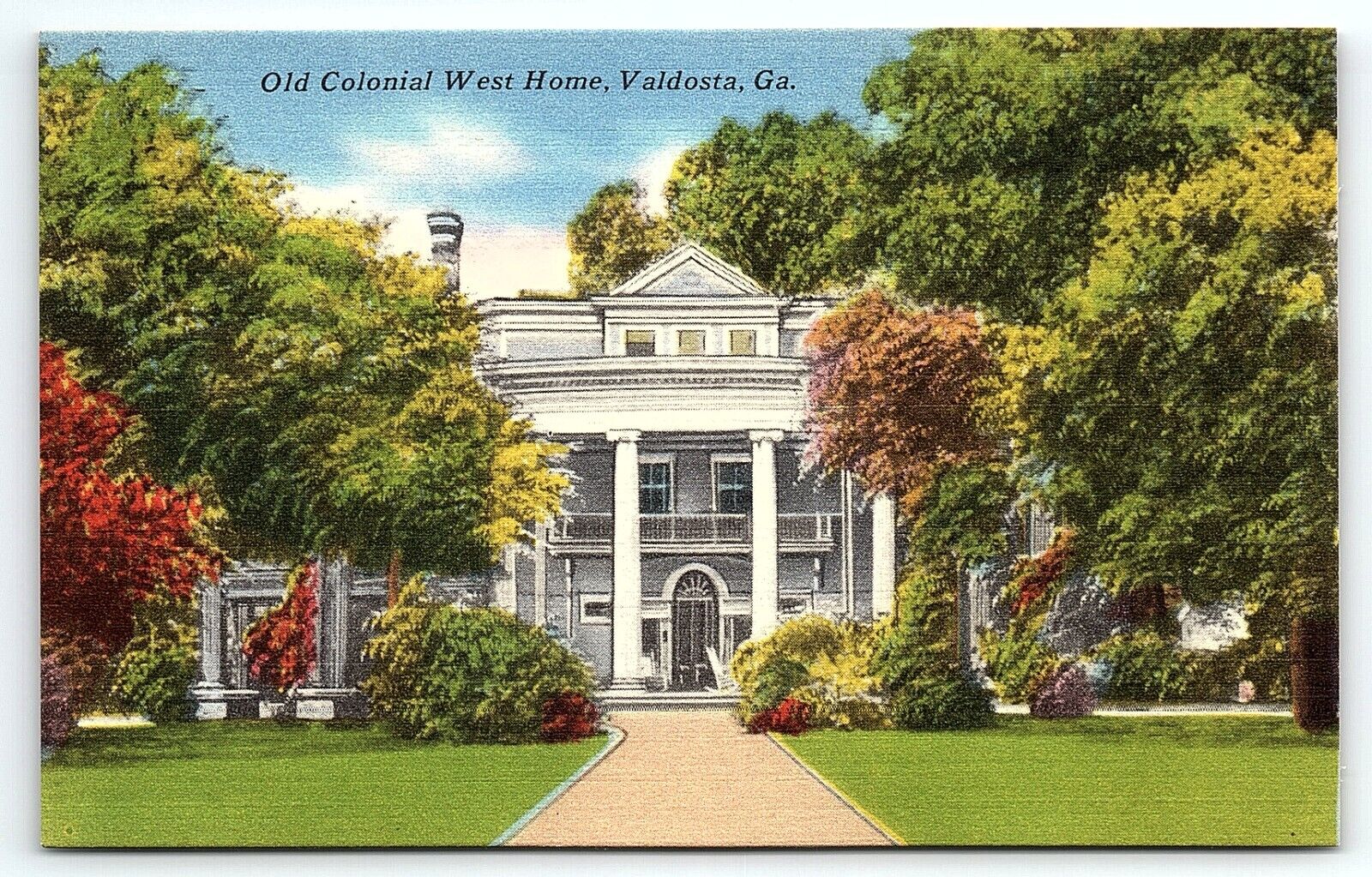 1940s VALDOSTA GEORGIA OLD COLONIAL WEST HOME UNPOSTED LINEN POSTCARD P4898