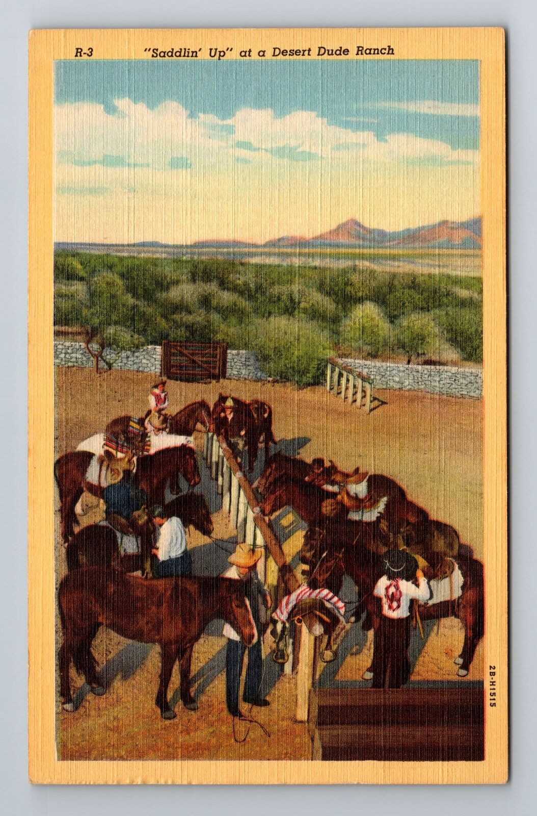 AZ-Arizona, Saddlin Up At A Desert Dude Ranch, Antique, Vintage Postcard