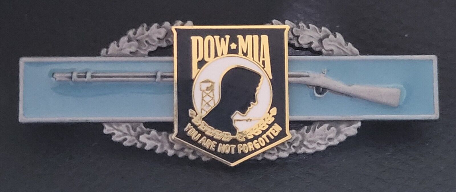 US Army Award CIB Combat Infantry Badge BLACK POW-MIA You are NOT Forgotten Pin