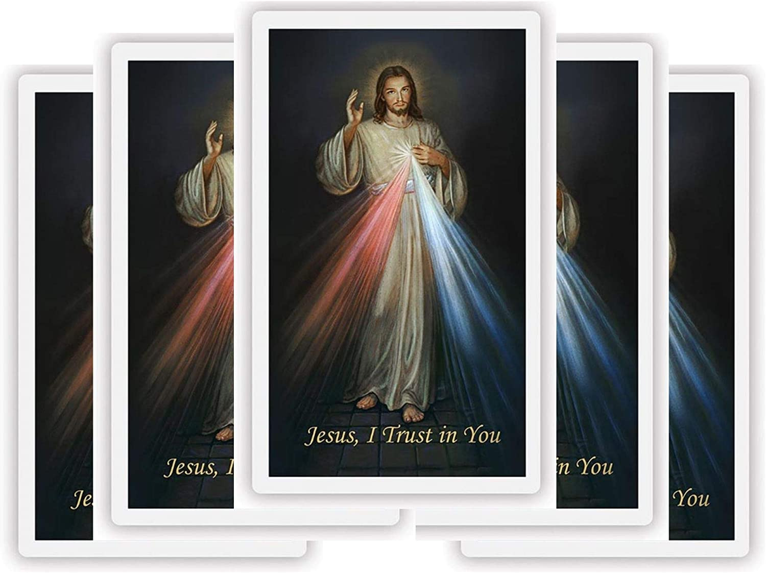 Jesus I Trust in You Divine Mercy Cardstock Laminated Wallet Sized Print with Ch