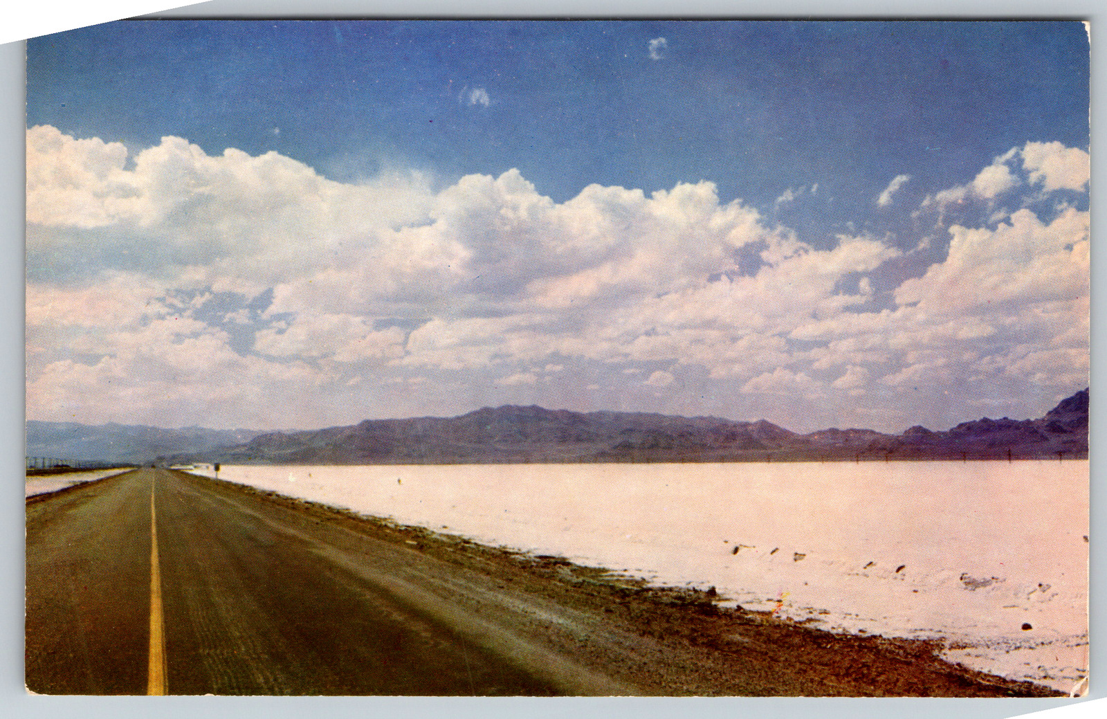 c1960s Bonneville Salt Flats Utah From Highway Vintage Postcard
